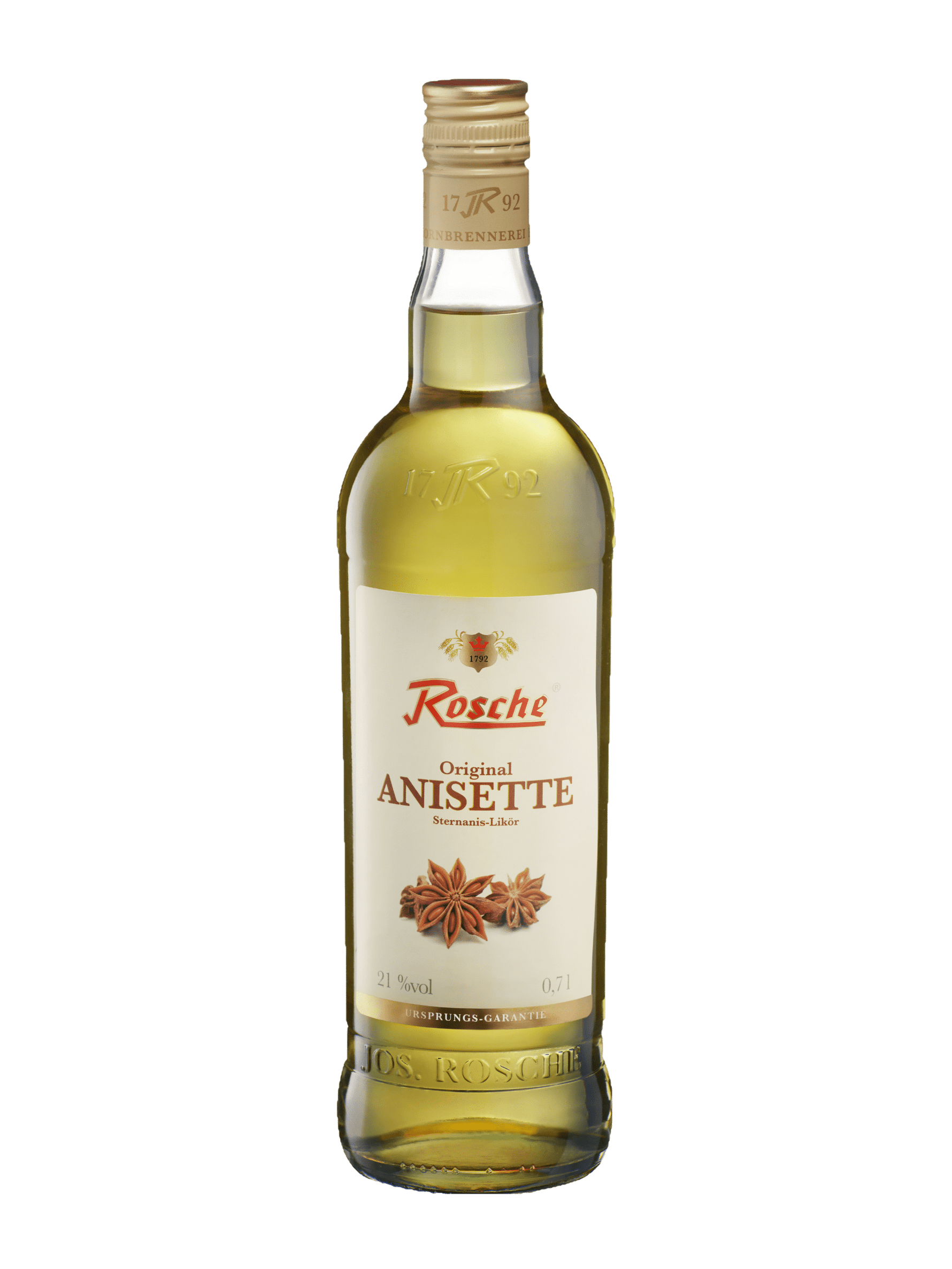 Flasche Rosche Original Anisette Sternanis-Likör 0,7l, 21 % vol, mit Anis-Stern-Dekor