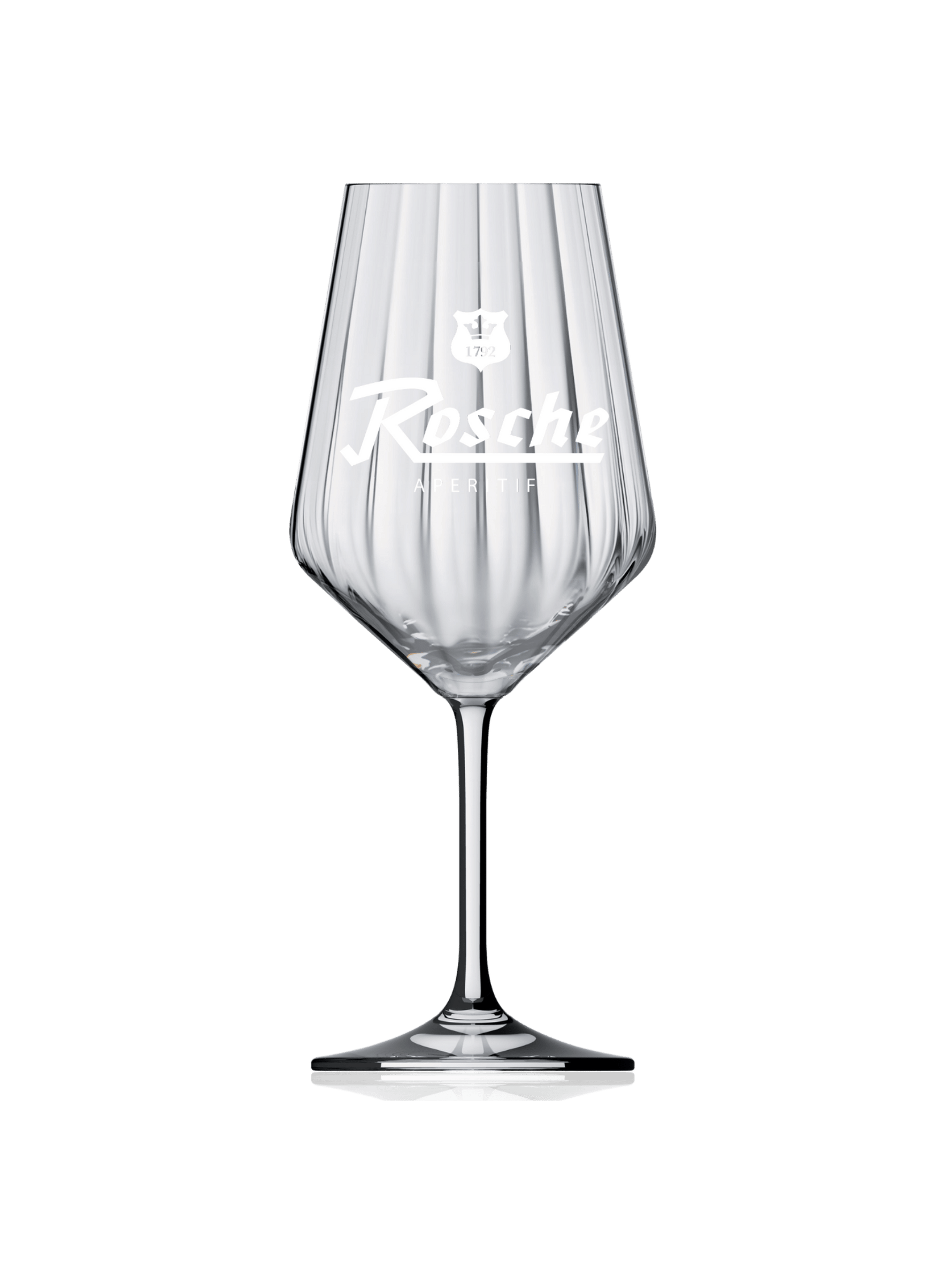 Ein Aperitif Glas mit Rosche Branding