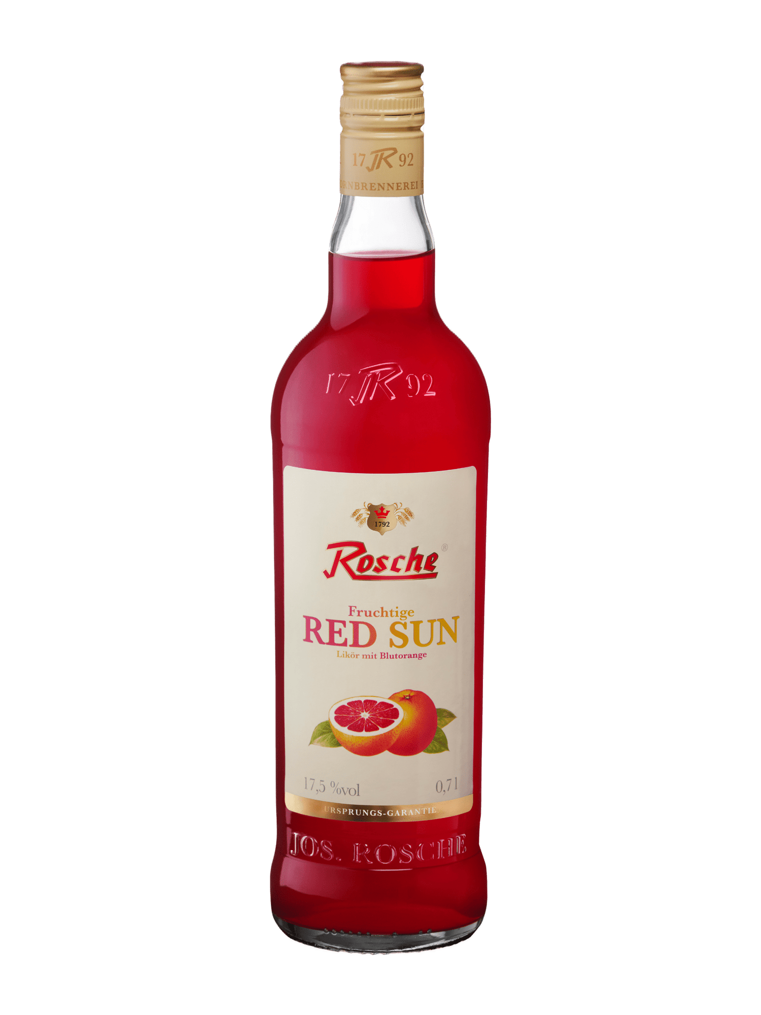 Flasche Rosche Red Sun Blutorangen Likör mit 17,5 % Vol, 0,7 Liter