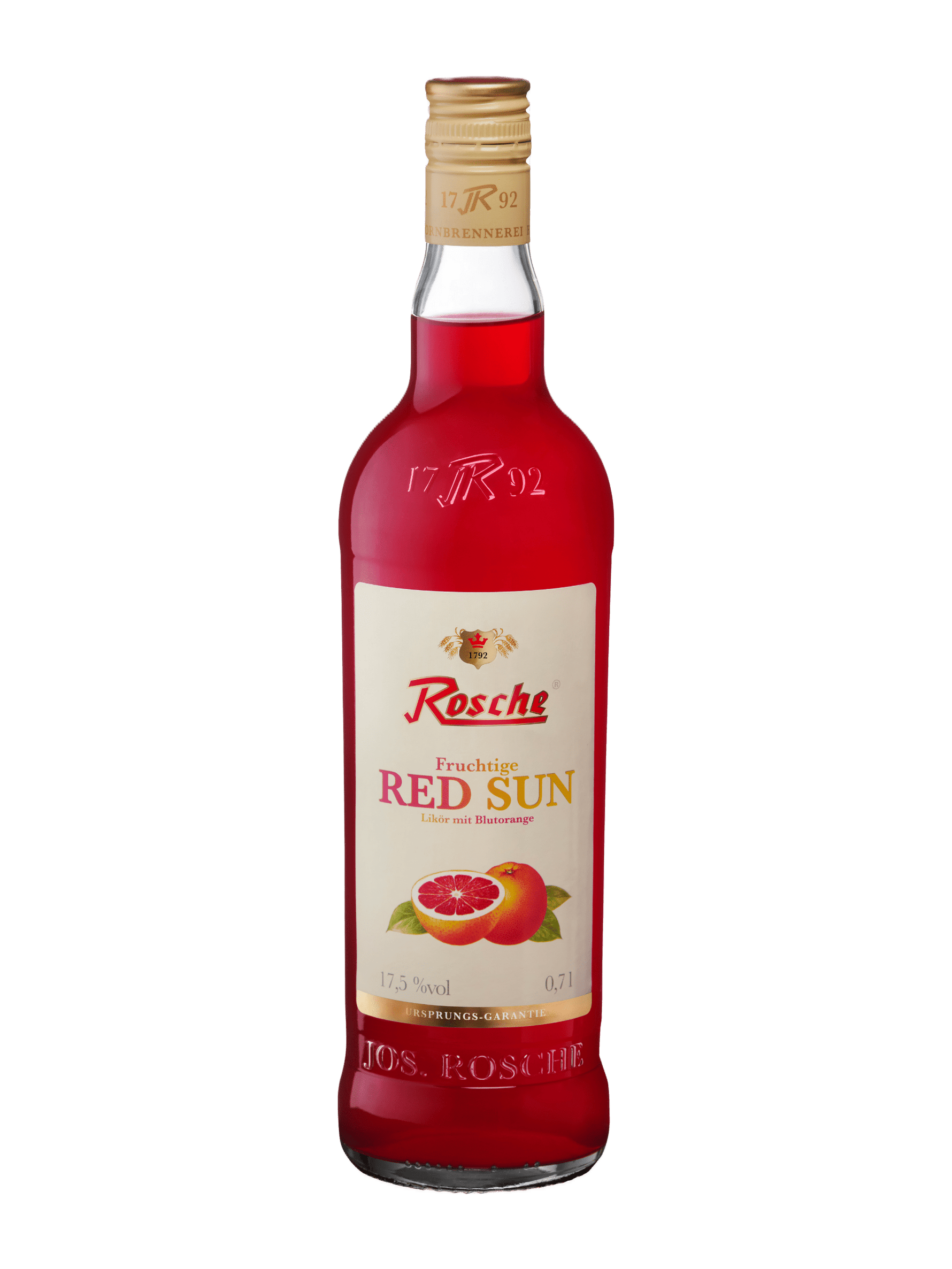 Flasche Rosche Red Sun Blutorangen Likör mit 17,5 % Vol, 0,7 Liter
