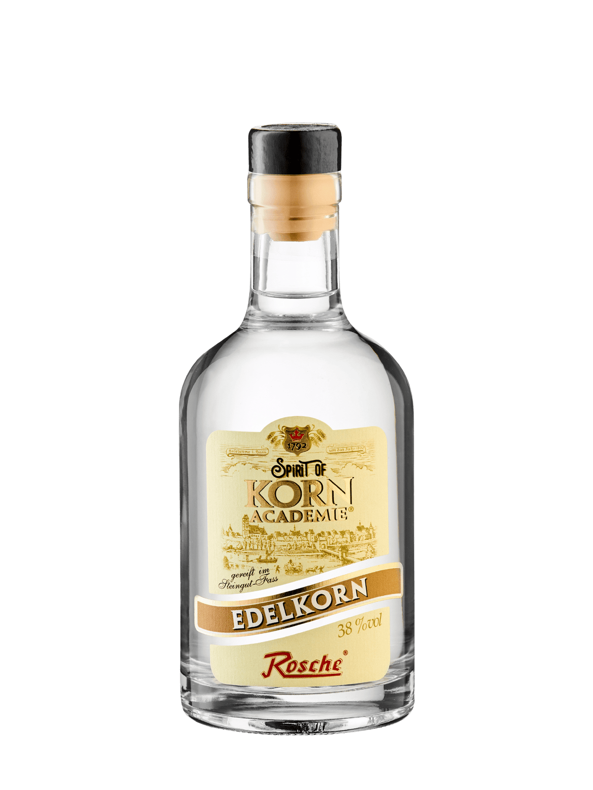 Rosche Spirit of Korn Akademie Edelkorn Flasche mit 38% Vol im hellen Design