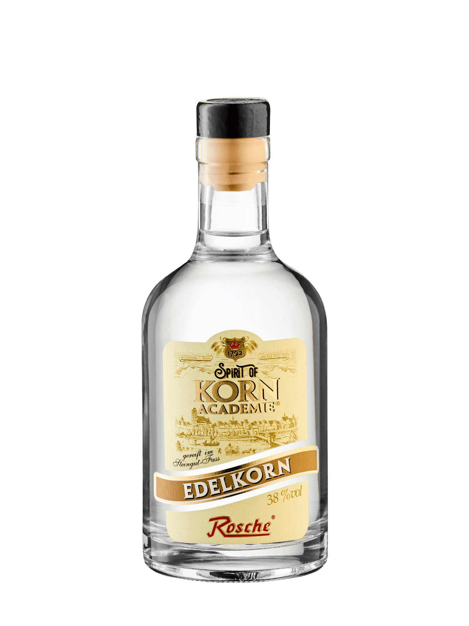 Rosche Spirit of Korn Akademie Edelkorn Flasche mit 38% Vol im hellen Design