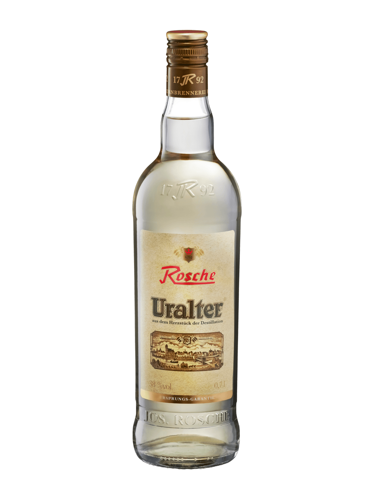 Flasche Rosche Uralter Korn 0,7l, 38% Vol Alkohol, traditionelle deutsche Spirituose