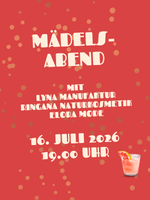 Banner für den Rosche Mädelsabend am 16.07.2026 ab 19 Uhr im Besucherzentrum mit mehreren Ausstellern für Mode, Schmuck und Naturkosmetik