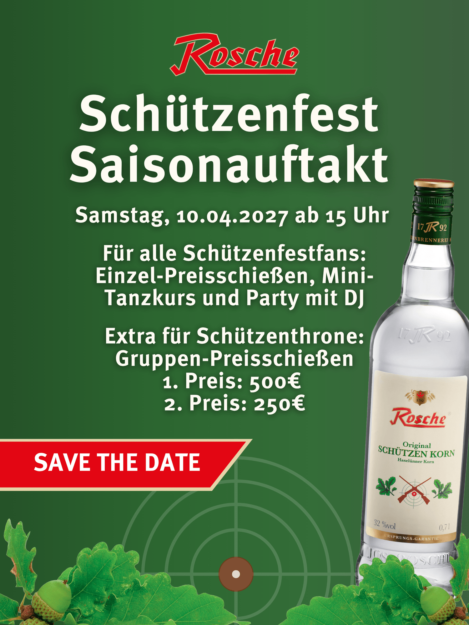 Rosche Schützenfest Saisonauftakt am 10.04.2027 - Save the Date Banner